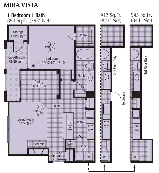 1 Bed 1 Bath 894 SqFt (793 Net) 0837 floor plan